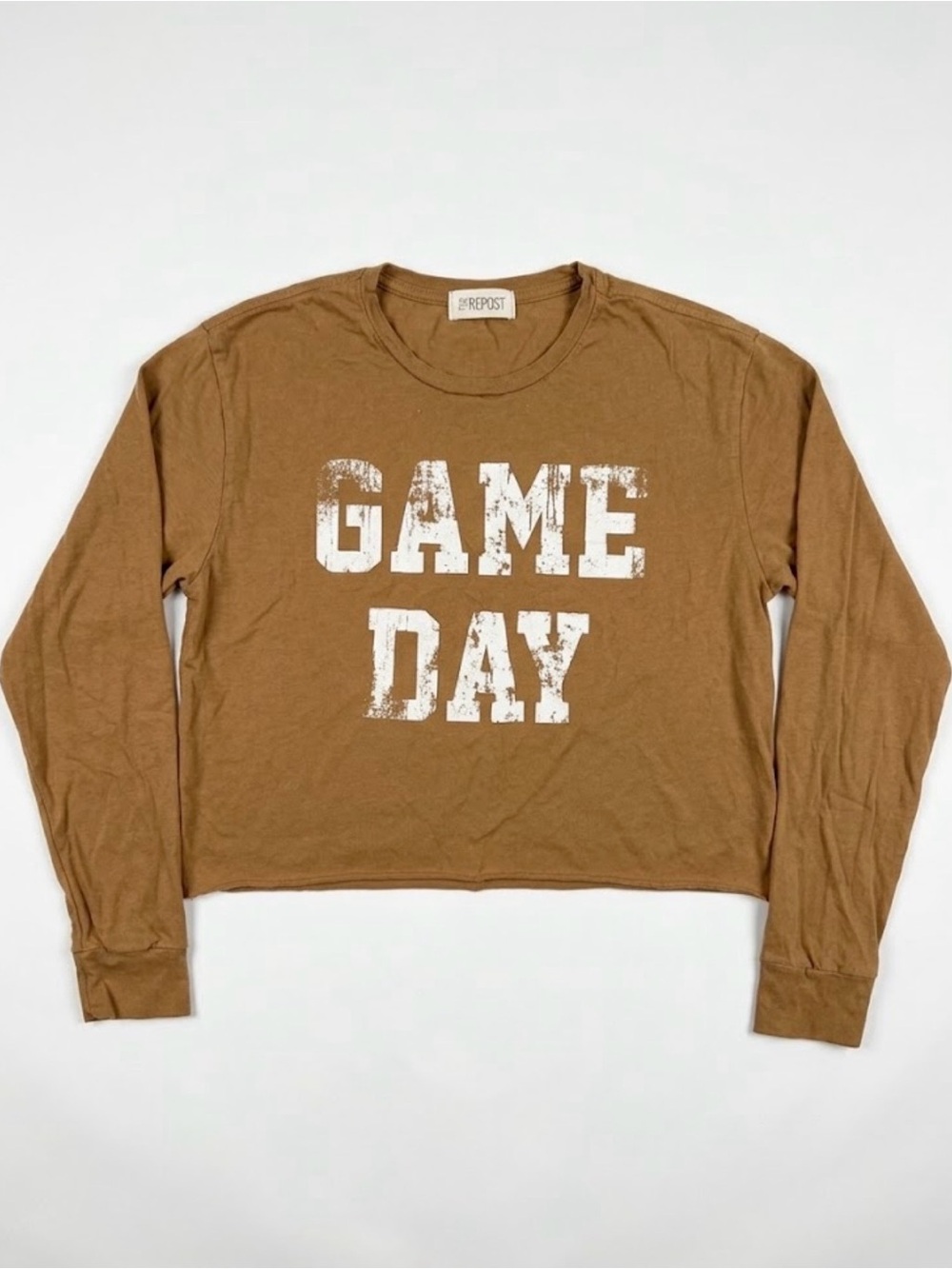 Like New The Post "GAME DAY" Brown Cropped Long-Sleeve Shirt (Women's Small)